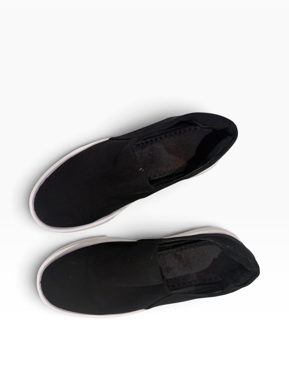 J Slides Black Canvas Slip-On Sneakers with White Sole